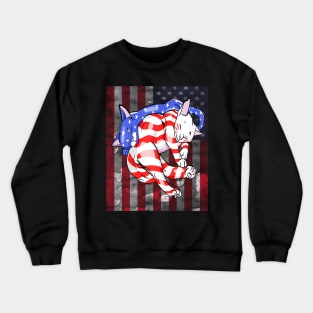 Cat American Flag Usa Paws Patriotic 4th Of July Crewneck Sweatshirt